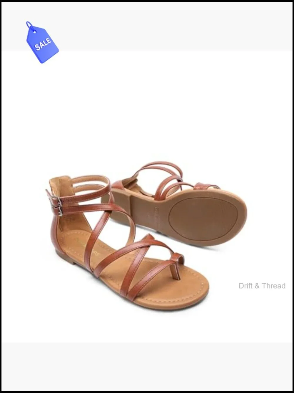 Gladiator Flat Sandals with Adjustable Straps and Back Zipper